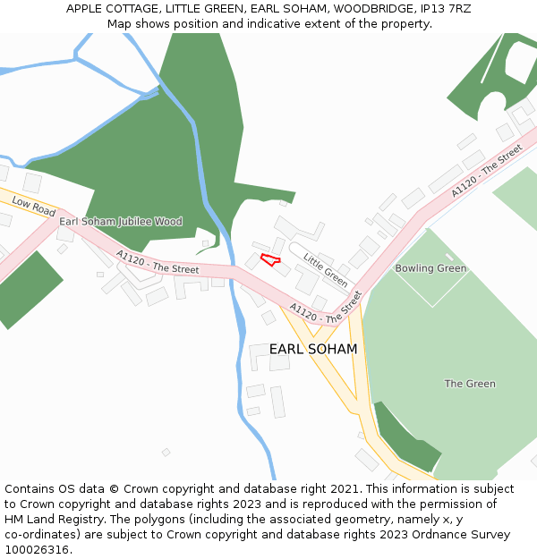 APPLE COTTAGE, LITTLE GREEN, EARL SOHAM, WOODBRIDGE, IP13 7RZ: Location map and indicative extent of plot