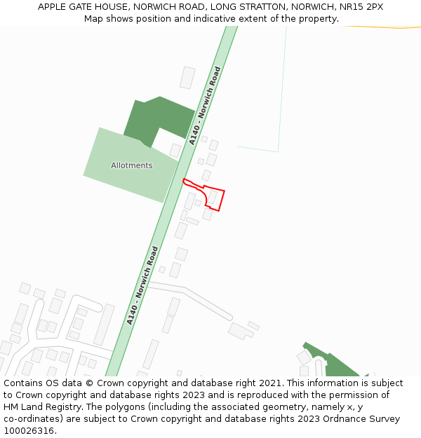 APPLE GATE HOUSE, NORWICH ROAD, LONG STRATTON, NORWICH, NR15 2PX: Location map and indicative extent of plot