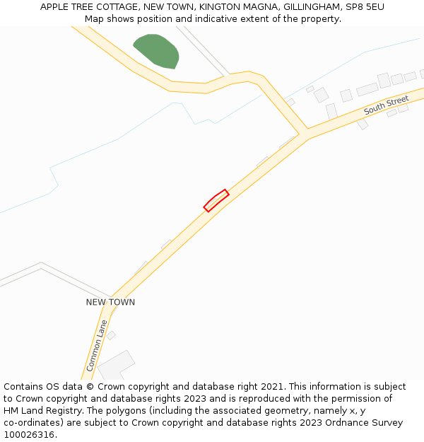 APPLE TREE COTTAGE, NEW TOWN, KINGTON MAGNA, GILLINGHAM, SP8 5EU: Location map and indicative extent of plot