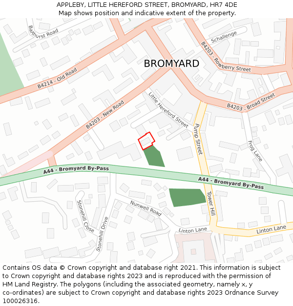 APPLEBY, LITTLE HEREFORD STREET, BROMYARD, HR7 4DE: Location map and indicative extent of plot