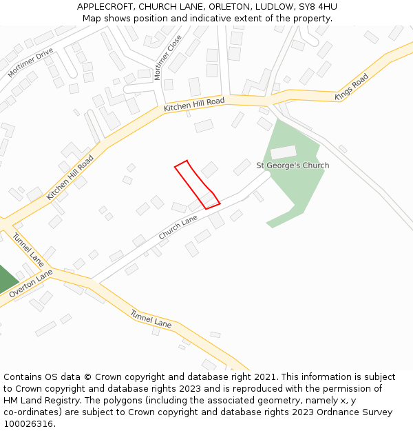 APPLECROFT, CHURCH LANE, ORLETON, LUDLOW, SY8 4HU: Location map and indicative extent of plot
