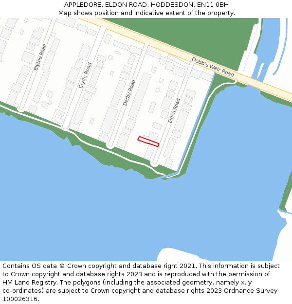 APPLEDORE, ELDON ROAD, HODDESDON, EN11 0BH: Location map and indicative extent of plot