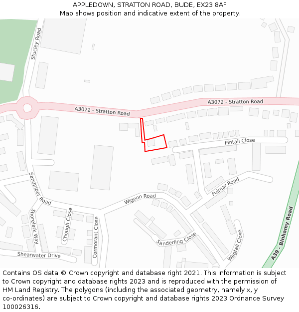 APPLEDOWN, STRATTON ROAD, BUDE, EX23 8AF: Location map and indicative extent of plot