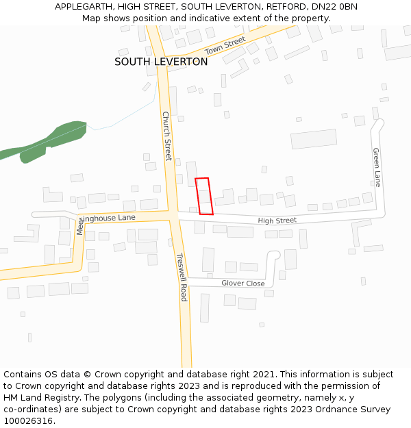 APPLEGARTH, HIGH STREET, SOUTH LEVERTON, RETFORD, DN22 0BN: Location map and indicative extent of plot