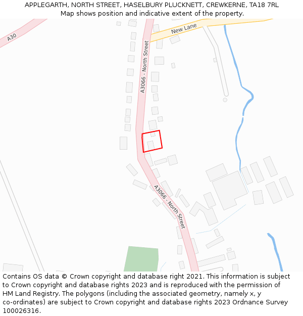 APPLEGARTH, NORTH STREET, HASELBURY PLUCKNETT, CREWKERNE, TA18 7RL: Location map and indicative extent of plot