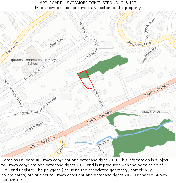 APPLEGARTH, SYCAMORE DRIVE, STROUD, GL5 1RB: Location map and indicative extent of plot