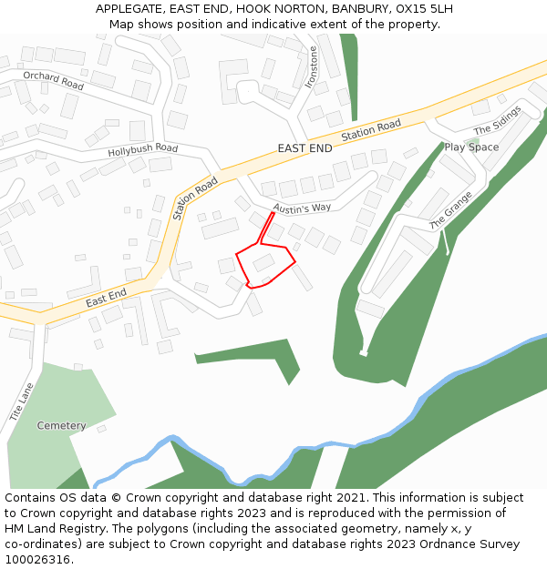 APPLEGATE, EAST END, HOOK NORTON, BANBURY, OX15 5LH: Location map and indicative extent of plot