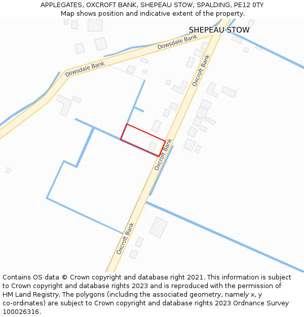 APPLEGATES, OXCROFT BANK, SHEPEAU STOW, SPALDING, PE12 0TY: Location map and indicative extent of plot