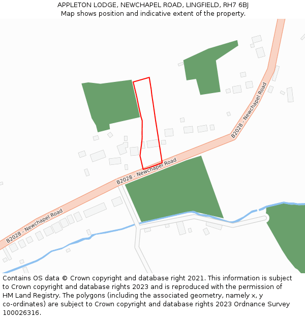 APPLETON LODGE, NEWCHAPEL ROAD, LINGFIELD, RH7 6BJ: Location map and indicative extent of plot