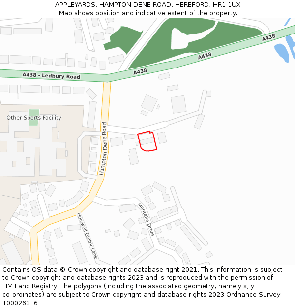 APPLEYARDS, HAMPTON DENE ROAD, HEREFORD, HR1 1UX: Location map and indicative extent of plot