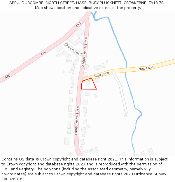 APPULDURCOMBE, NORTH STREET, HASELBURY PLUCKNETT, CREWKERNE, TA18 7RL: Location map and indicative extent of plot