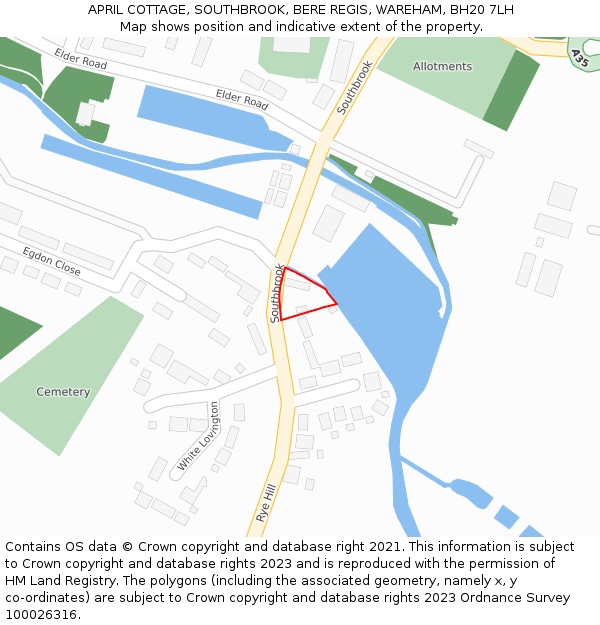 APRIL COTTAGE, SOUTHBROOK, BERE REGIS, WAREHAM, BH20 7LH: Location map and indicative extent of plot