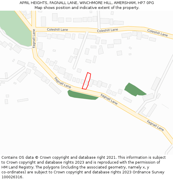 APRIL HEIGHTS, FAGNALL LANE, WINCHMORE HILL, AMERSHAM, HP7 0PG: Location map and indicative extent of plot