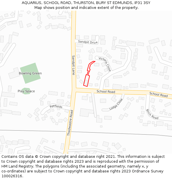 AQUARIUS, SCHOOL ROAD, THURSTON, BURY ST EDMUNDS, IP31 3SY: Location map and indicative extent of plot