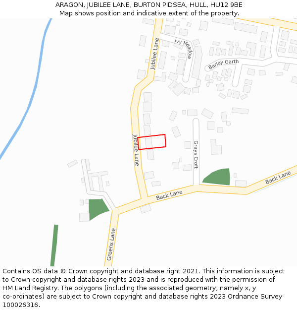 ARAGON, JUBILEE LANE, BURTON PIDSEA, HULL, HU12 9BE: Location map and indicative extent of plot