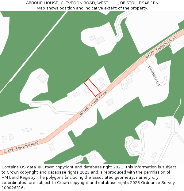 ARBOUR HOUSE, CLEVEDON ROAD, WEST HILL, BRISTOL, BS48 1PN: Location map and indicative extent of plot