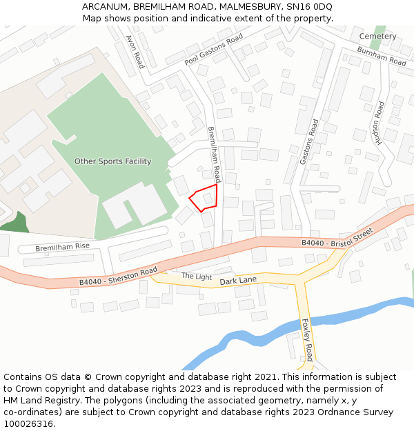 ARCANUM, BREMILHAM ROAD, MALMESBURY, SN16 0DQ: Location map and indicative extent of plot