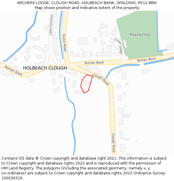 ARCHERS LODGE, CLOUGH ROAD, HOLBEACH BANK, SPALDING, PE12 8BW: Location map and indicative extent of plot