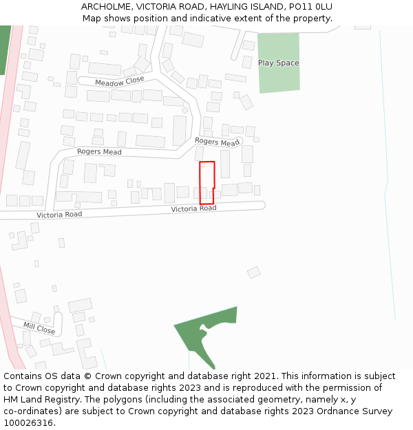 ARCHOLME, VICTORIA ROAD, HAYLING ISLAND, PO11 0LU: Location map and indicative extent of plot