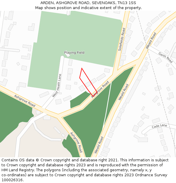 ARDEN, ASHGROVE ROAD, SEVENOAKS, TN13 1SS: Location map and indicative extent of plot