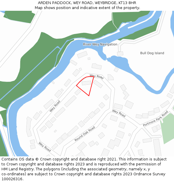 ARDEN PADDOCK, WEY ROAD, WEYBRIDGE, KT13 8HR: Location map and indicative extent of plot