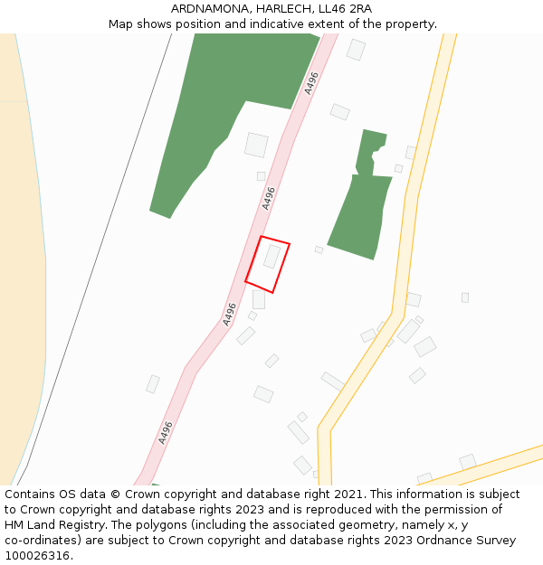 ARDNAMONA, HARLECH, LL46 2RA: Location map and indicative extent of plot