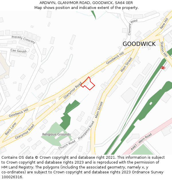 ARDWYN, GLANYMOR ROAD, GOODWICK, SA64 0ER: Location map and indicative extent of plot