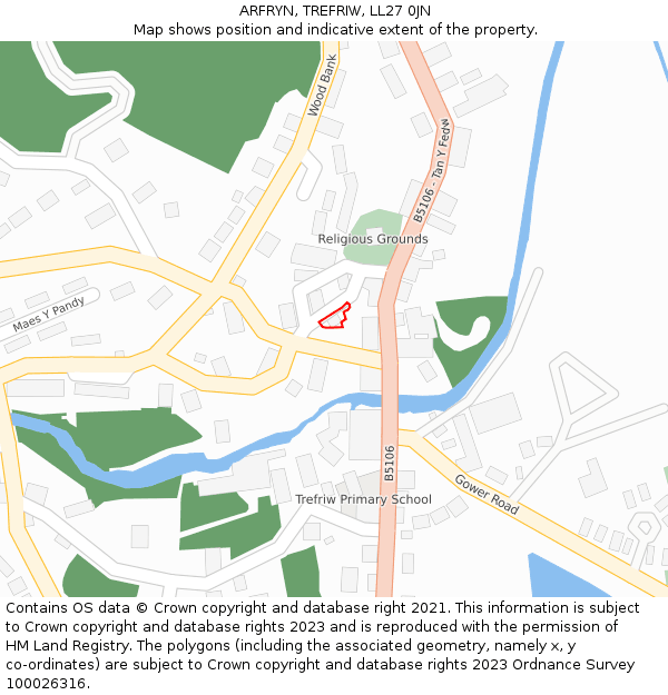 ARFRYN, TREFRIW, LL27 0JN: Location map and indicative extent of plot