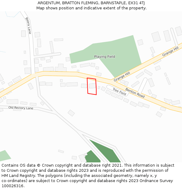 ARGENTUM, BRATTON FLEMING, BARNSTAPLE, EX31 4TJ: Location map and indicative extent of plot