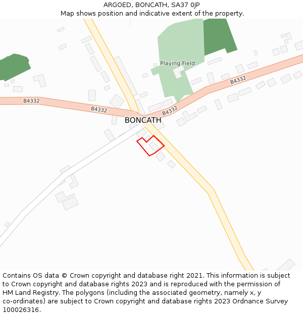 ARGOED, BONCATH, SA37 0JP: Location map and indicative extent of plot