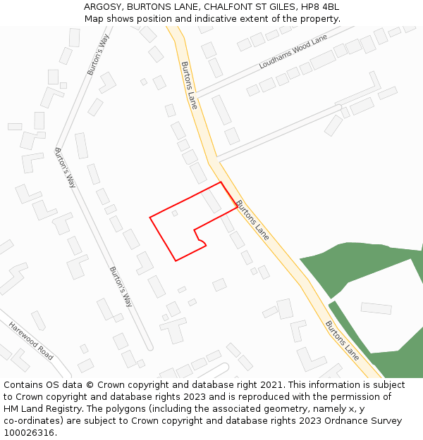 ARGOSY, BURTONS LANE, CHALFONT ST GILES, HP8 4BL: Location map and indicative extent of plot