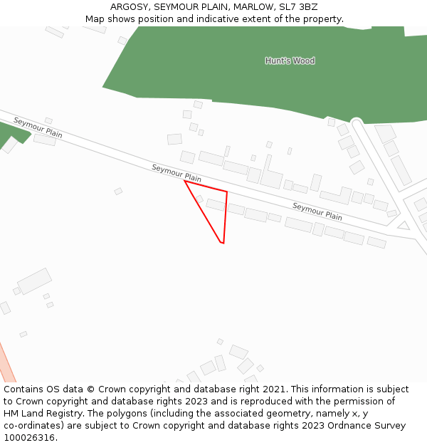 ARGOSY, SEYMOUR PLAIN, MARLOW, SL7 3BZ: Location map and indicative extent of plot