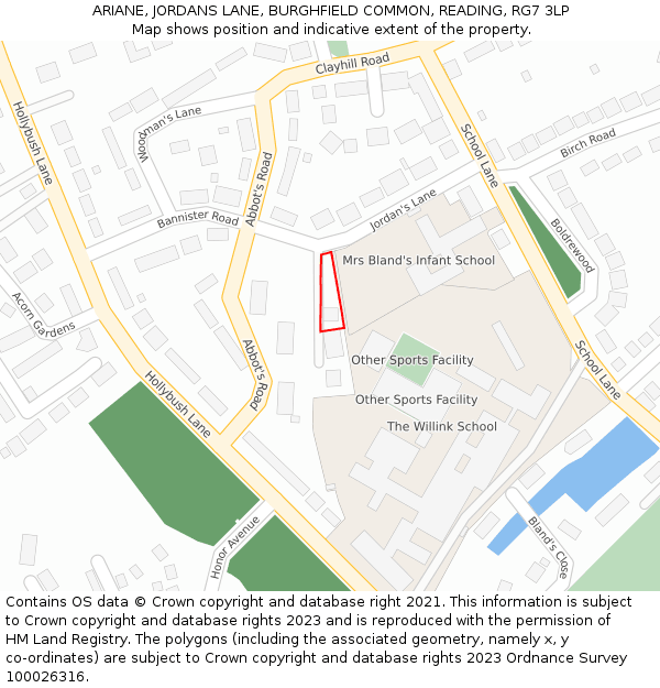 ARIANE, JORDANS LANE, BURGHFIELD COMMON, READING, RG7 3LP: Location map and indicative extent of plot
