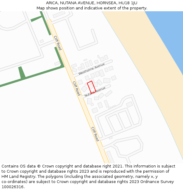 ARICA, NUTANA AVENUE, HORNSEA, HU18 1JU: Location map and indicative extent of plot