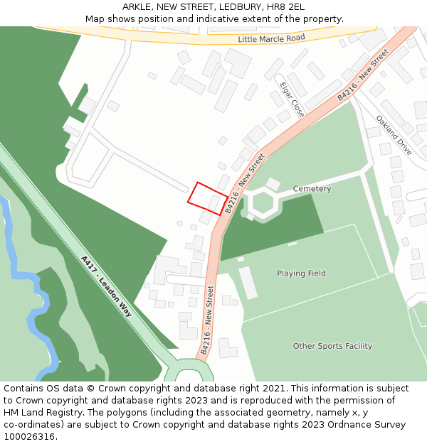 ARKLE, NEW STREET, LEDBURY, HR8 2EL: Location map and indicative extent of plot