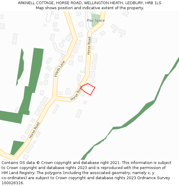 ARKNELL COTTAGE, HORSE ROAD, WELLINGTON HEATH, LEDBURY, HR8 1LS: Location map and indicative extent of plot