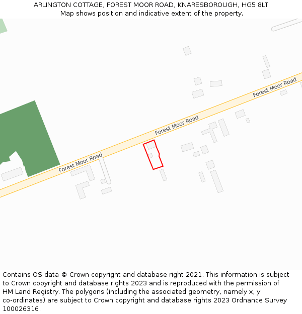ARLINGTON COTTAGE, FOREST MOOR ROAD, KNARESBOROUGH, HG5 8LT: Location map and indicative extent of plot