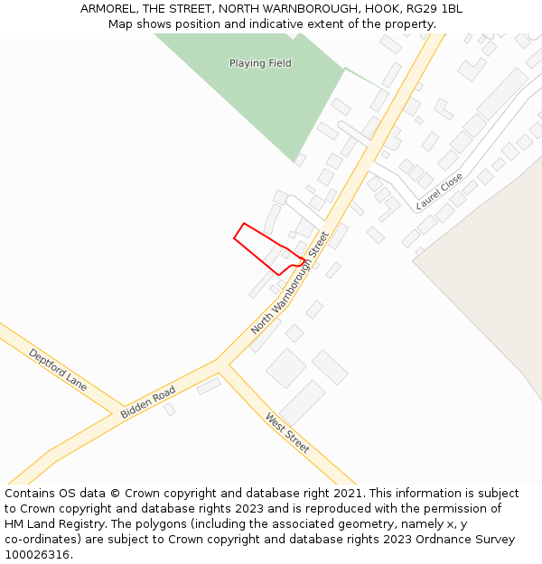 ARMOREL, THE STREET, NORTH WARNBOROUGH, HOOK, RG29 1BL: Location map and indicative extent of plot