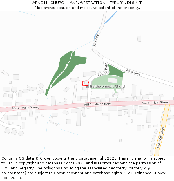 ARNGILL, CHURCH LANE, WEST WITTON, LEYBURN, DL8 4LT: Location map and indicative extent of plot