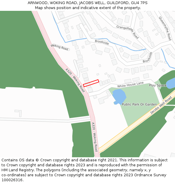 ARNWOOD, WOKING ROAD, JACOBS WELL, GUILDFORD, GU4 7PS: Location map and indicative extent of plot