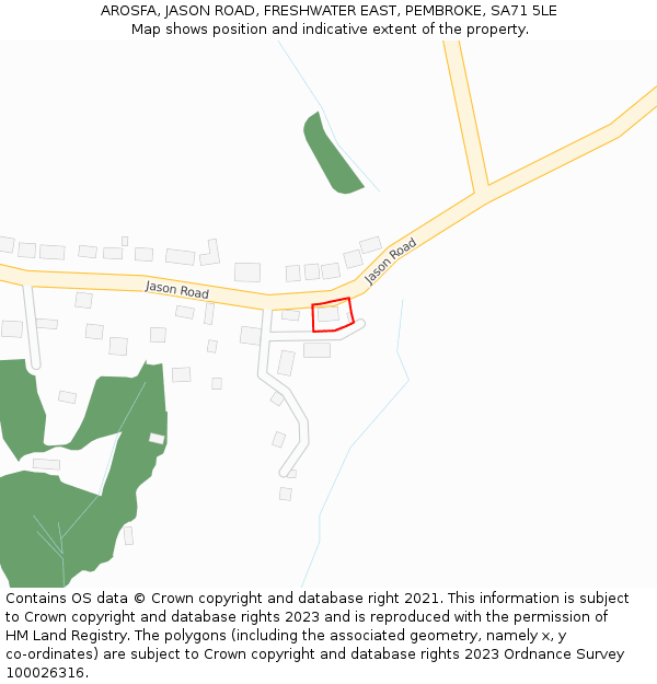 AROSFA, JASON ROAD, FRESHWATER EAST, PEMBROKE, SA71 5LE: Location map and indicative extent of plot