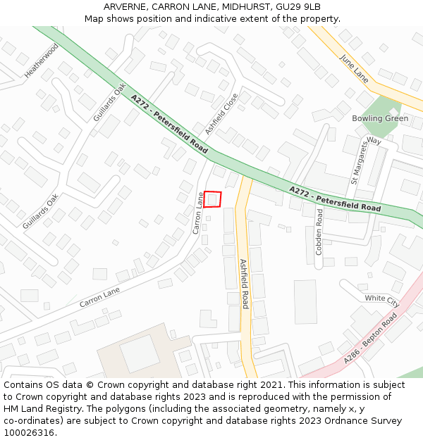 ARVERNE, CARRON LANE, MIDHURST, GU29 9LB: Location map and indicative extent of plot