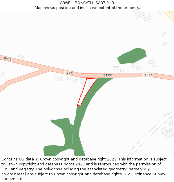 ARWEL, BONCATH, SA37 0HR: Location map and indicative extent of plot