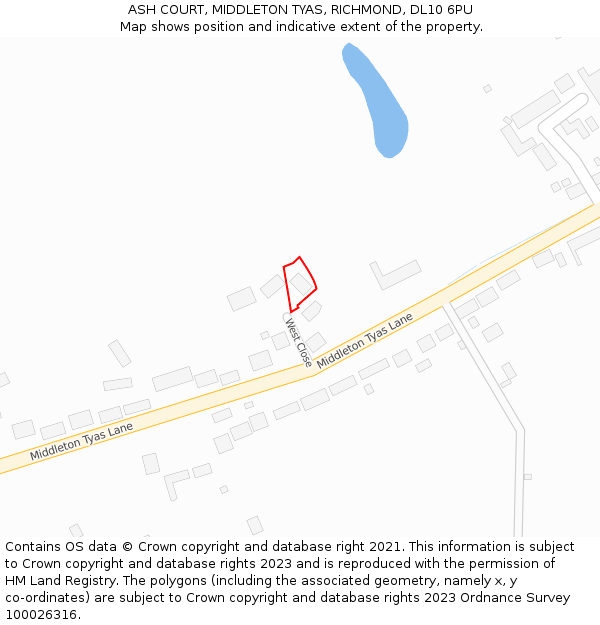 ASH COURT, MIDDLETON TYAS, RICHMOND, DL10 6PU: Location map and indicative extent of plot