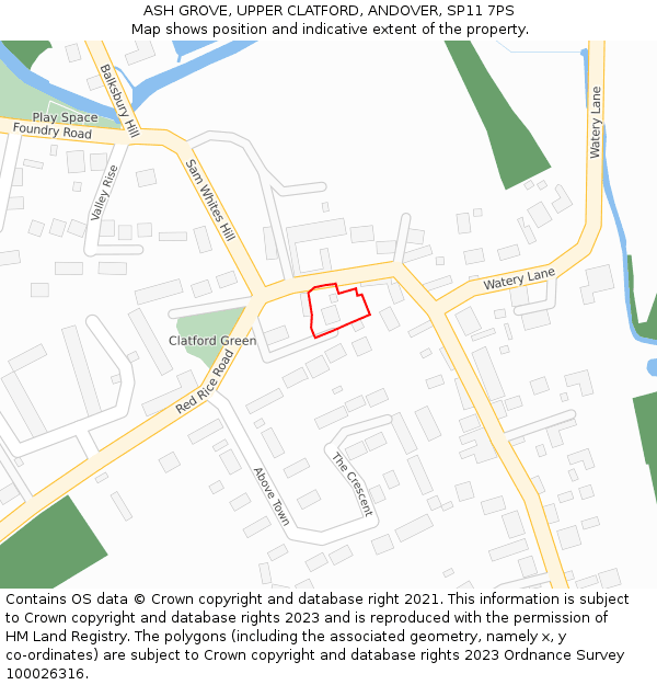 ASH GROVE, UPPER CLATFORD, ANDOVER, SP11 7PS: Location map and indicative extent of plot