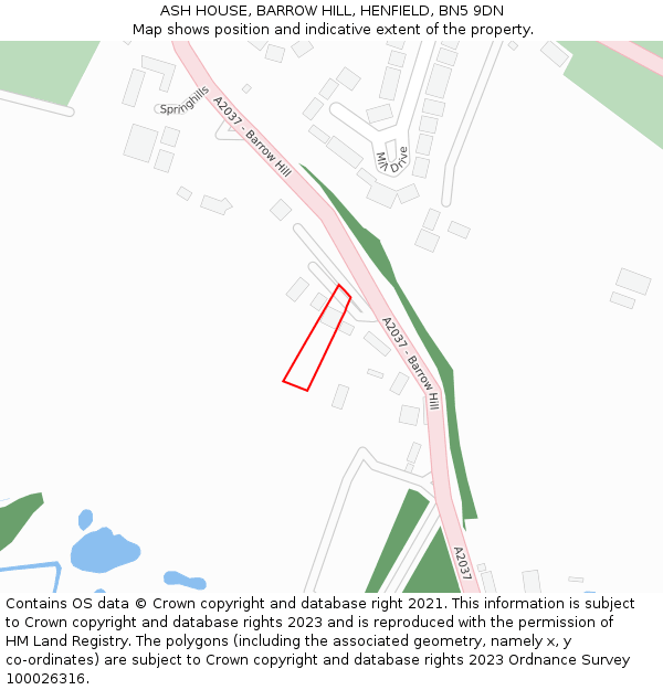 ASH HOUSE, BARROW HILL, HENFIELD, BN5 9DN: Location map and indicative extent of plot