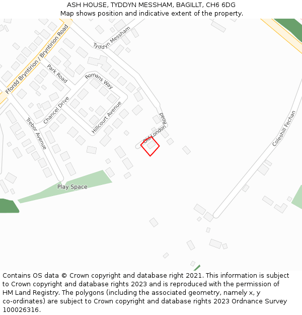 ASH HOUSE, TYDDYN MESSHAM, BAGILLT, CH6 6DG: Location map and indicative extent of plot