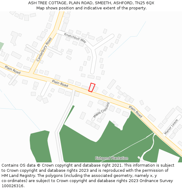 ASH TREE COTTAGE, PLAIN ROAD, SMEETH, ASHFORD, TN25 6QX: Location map and indicative extent of plot