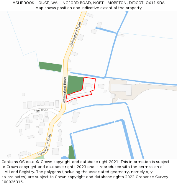 ASHBROOK HOUSE, WALLINGFORD ROAD, NORTH MORETON, DIDCOT, OX11 9BA: Location map and indicative extent of plot