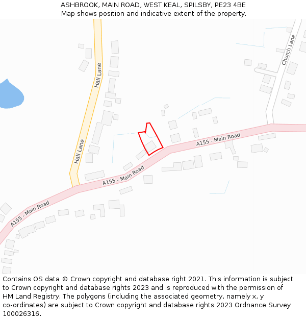 ASHBROOK, MAIN ROAD, WEST KEAL, SPILSBY, PE23 4BE: Location map and indicative extent of plot